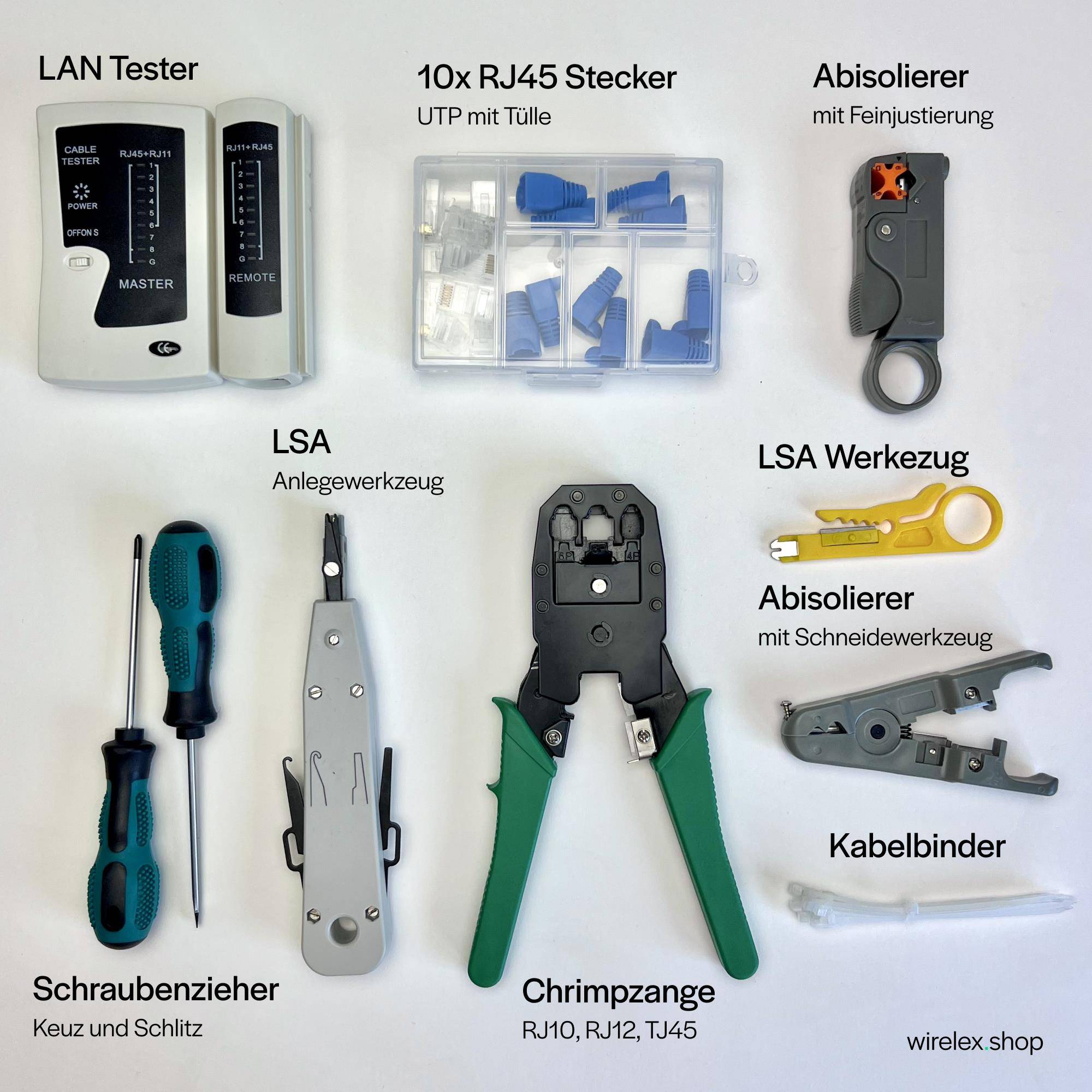 Werkzeugset Netzwerk, 10-teilig mit Tasche-1
