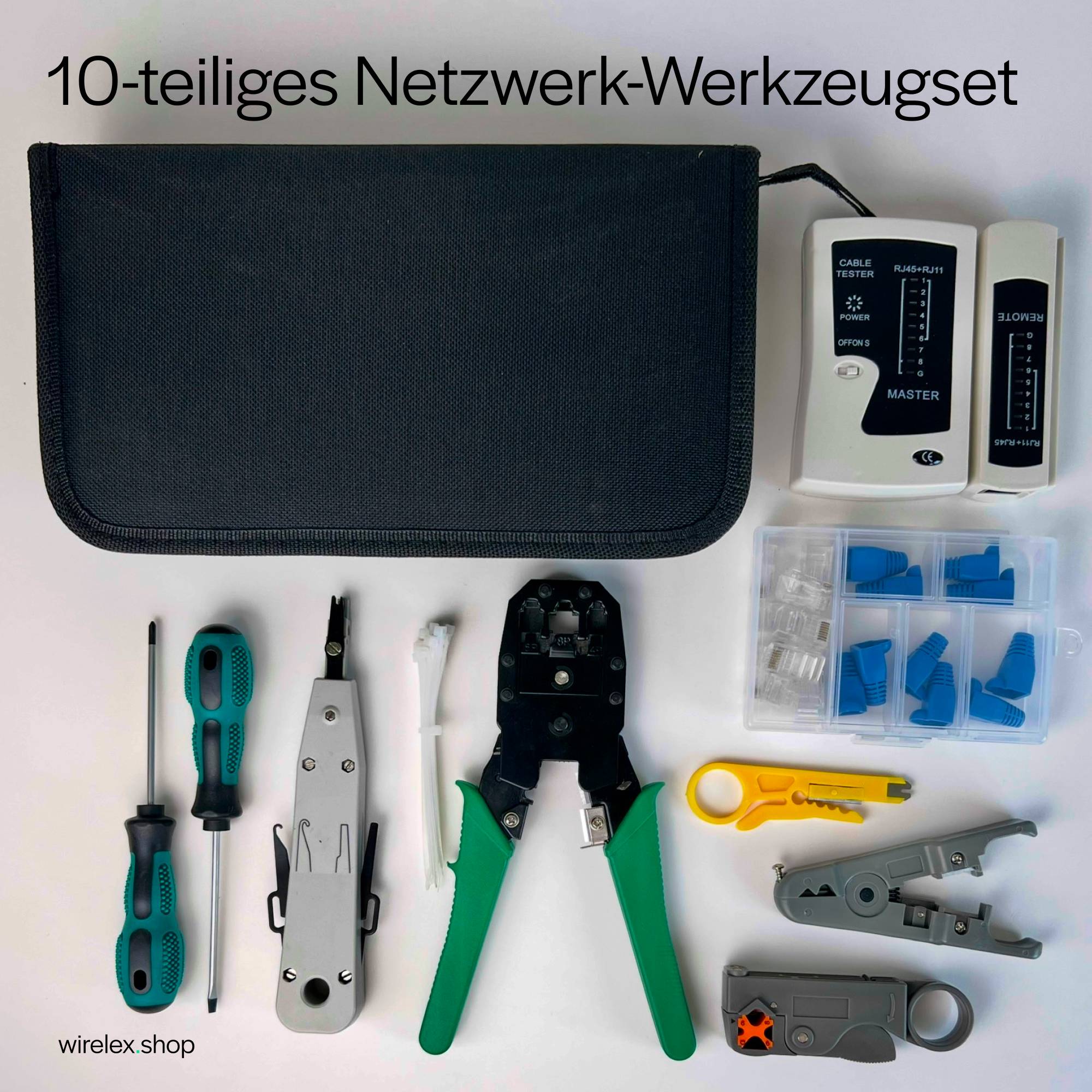 Werkzeugset Netzwerk, 10-teilig mit Tasche-3