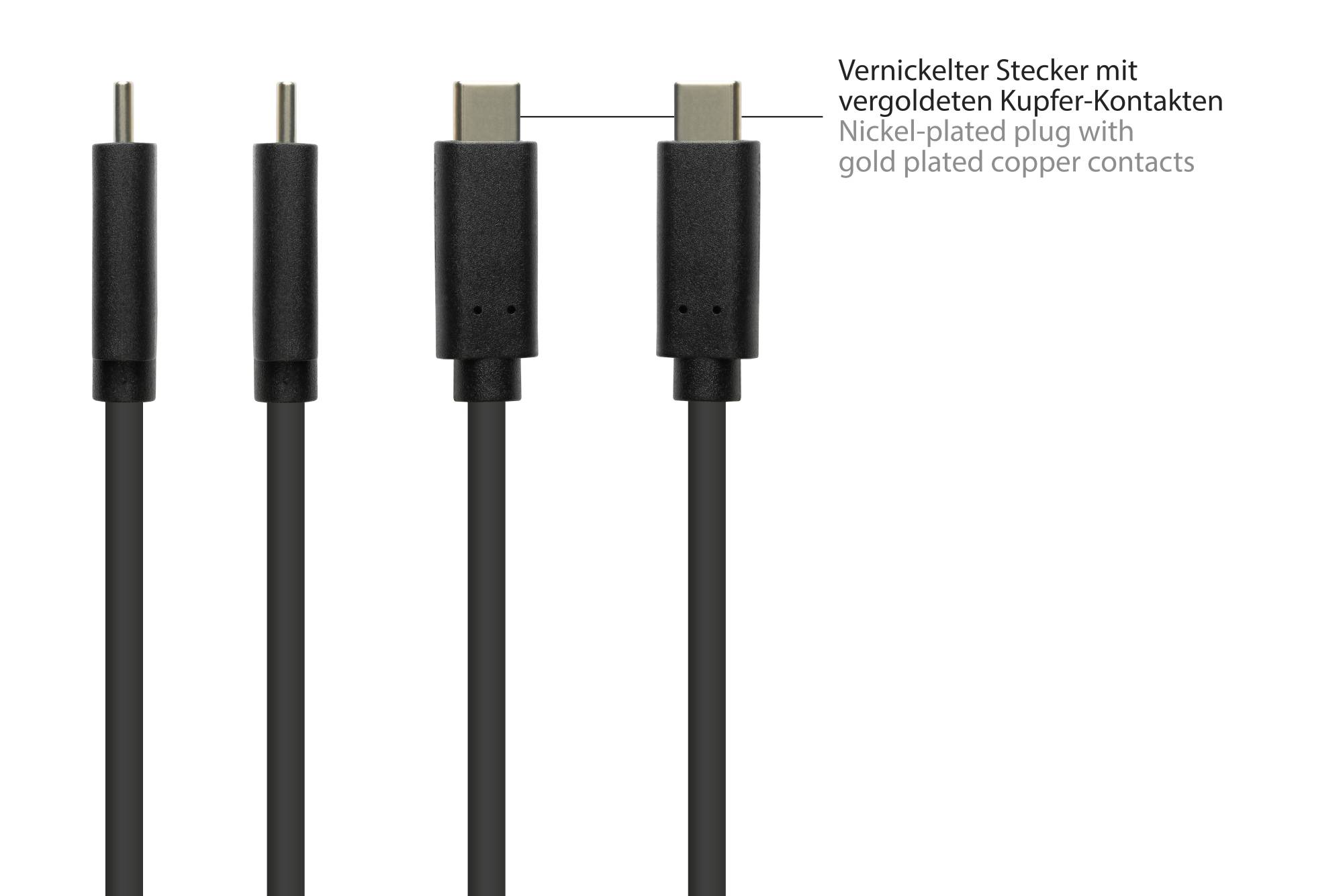 Anschlusskabel USB 3.2 Gen.2 (10GBit/s / 3A), Stecker A an USB-C™ Stecker, CU, schwarz, 0,5m, Good Connections®-2