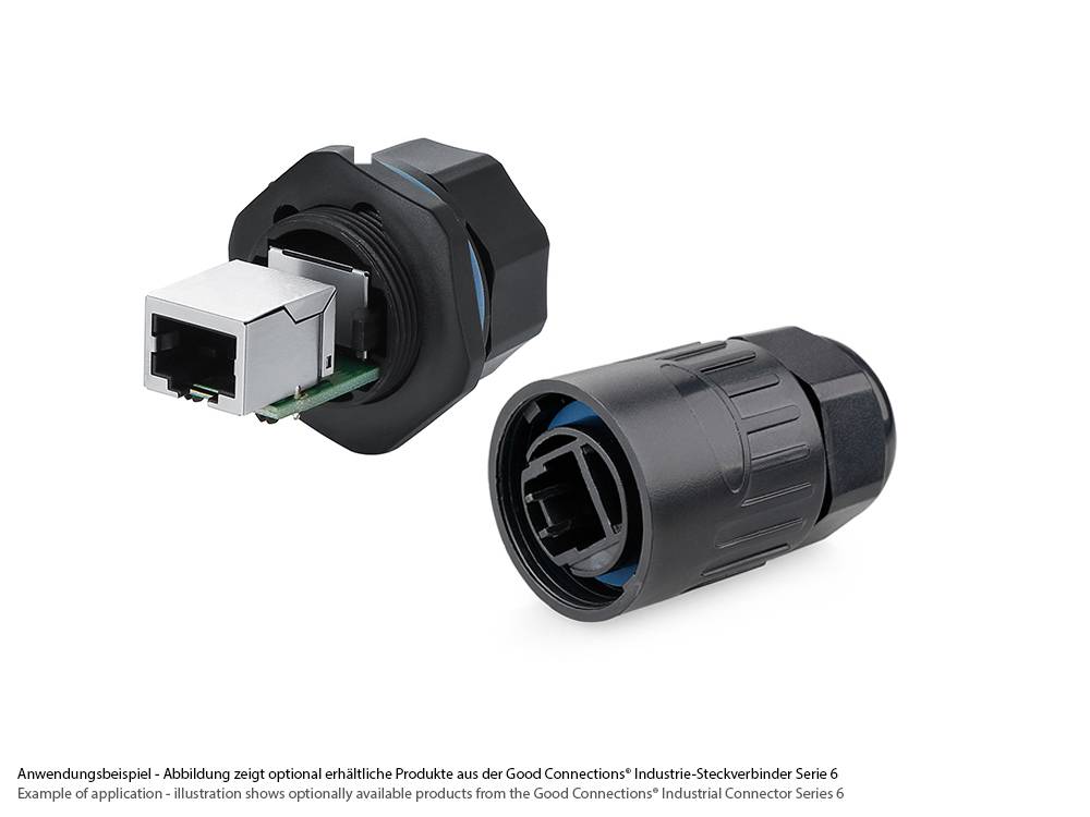 Industrie-Steckverbinder S6 - Unbestückter Stecker, Aussparung für RJ45 Stecker, Bajonett, Good Connections®-4