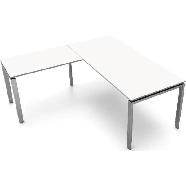 Schreibtisch Form5 180 180x80x68-82cm / Anbau 100x60cm weiß