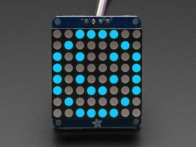Adafruit Small 1.2inch 8x8 LED Matrix with I2C Backpack Blue for Arduino 1052-0