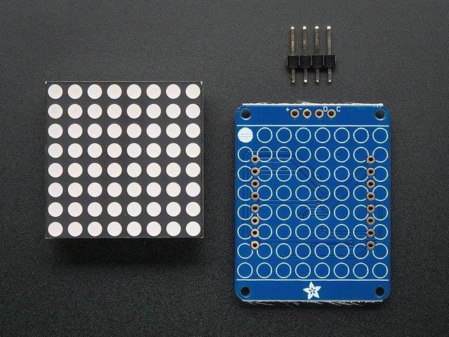 Adafruit Small 1.2inch 8x8 LED Matrix with I2C Backpack Blue for Arduino 1052-1