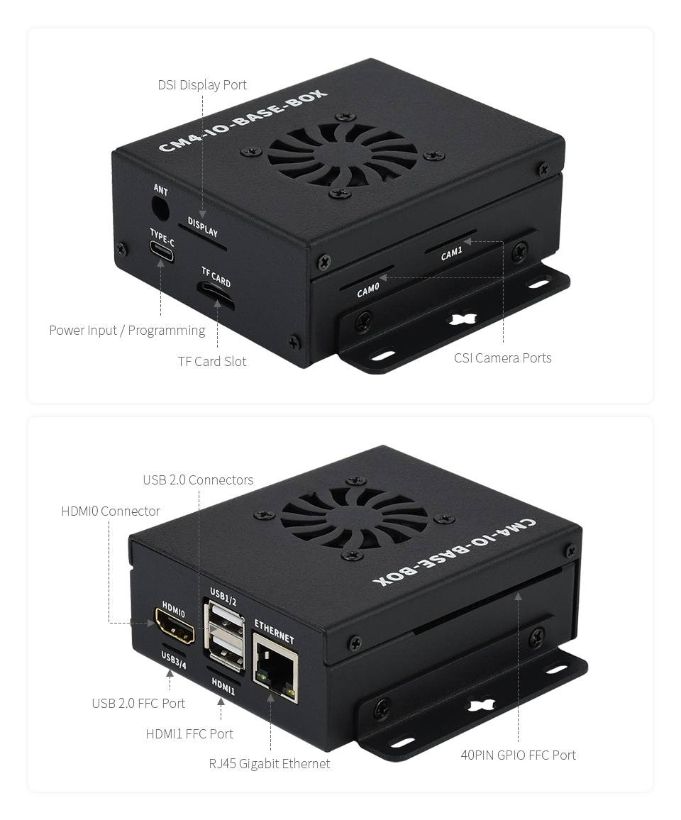 WaveShare Mini-Computer Full Version for Raspberry Pi Compute Module 4 NOT Included Metal Case-3