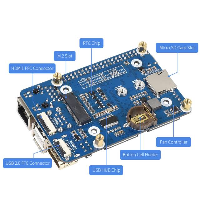 WaveShare Mini-Computer Full Version for Raspberry Pi Compute Module 4 NOT Included Metal Case-6