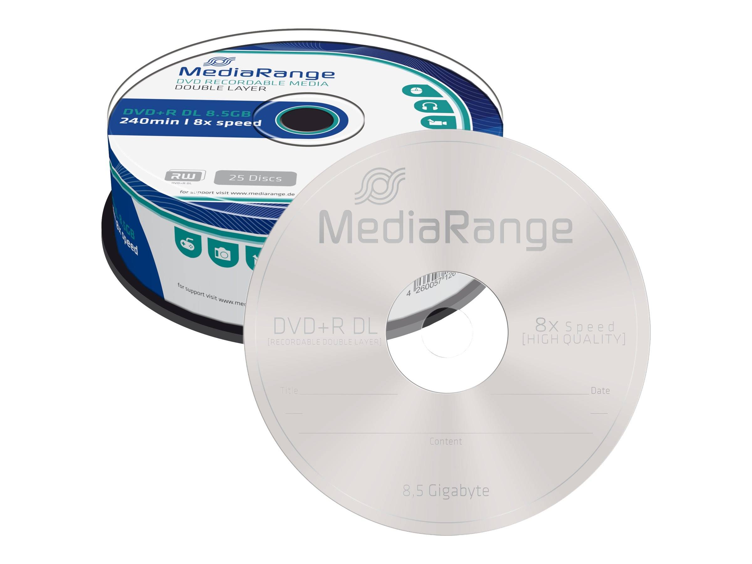 MEDIARANGE 25 x DVD+R DL - 8.5 GB (240 Min.) 8x - Spindel-0