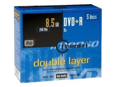 Intenso 5 x DVD+R DL - 8.5 GB 8x - Jewel Case (Schachtel) - DVD+R9 - 8,5 GB - 24-0