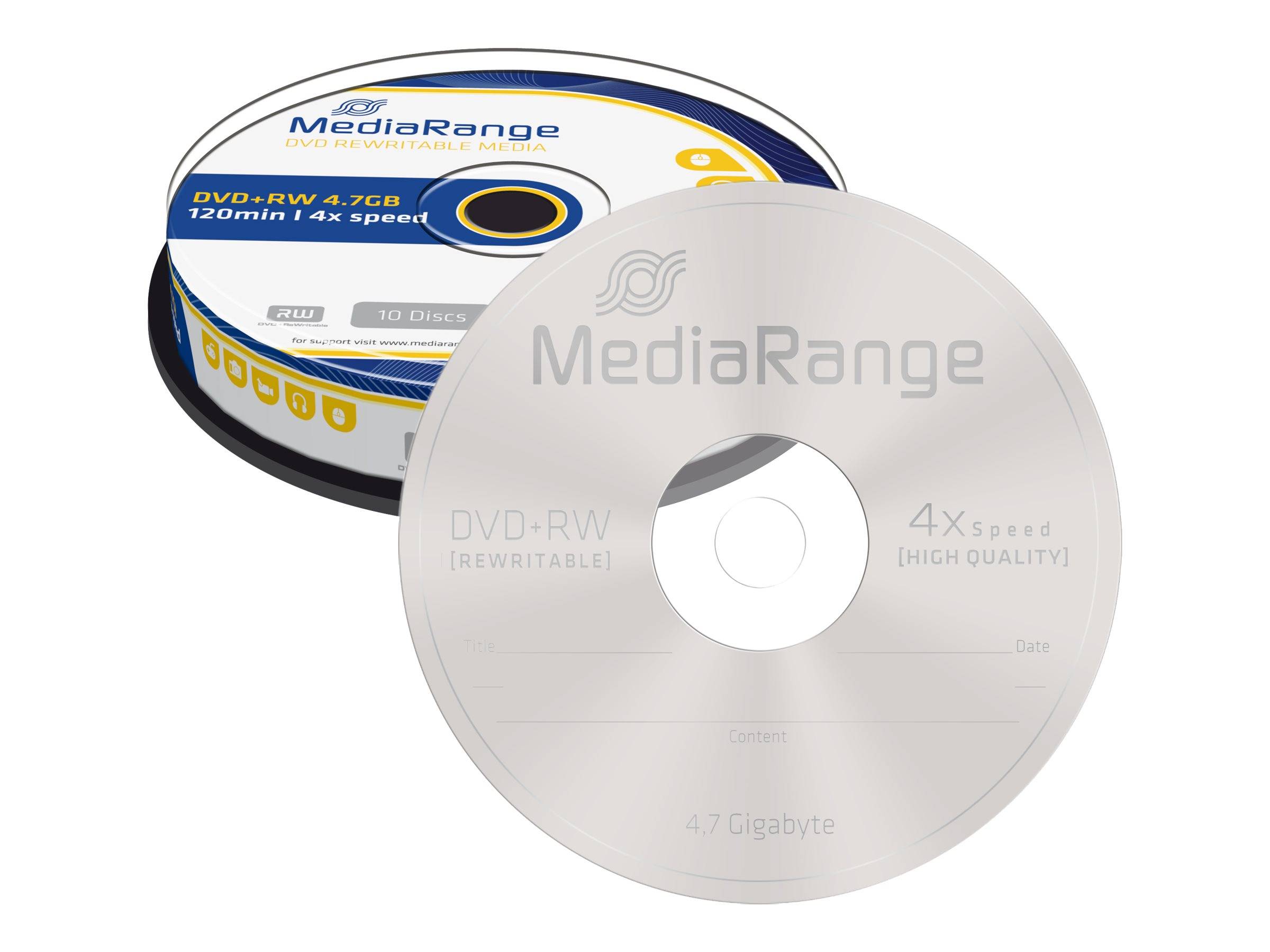 MEDIARANGE 10 x DVD+RW - 4.7 GB (120 Min.) 4x - Spindel-0
