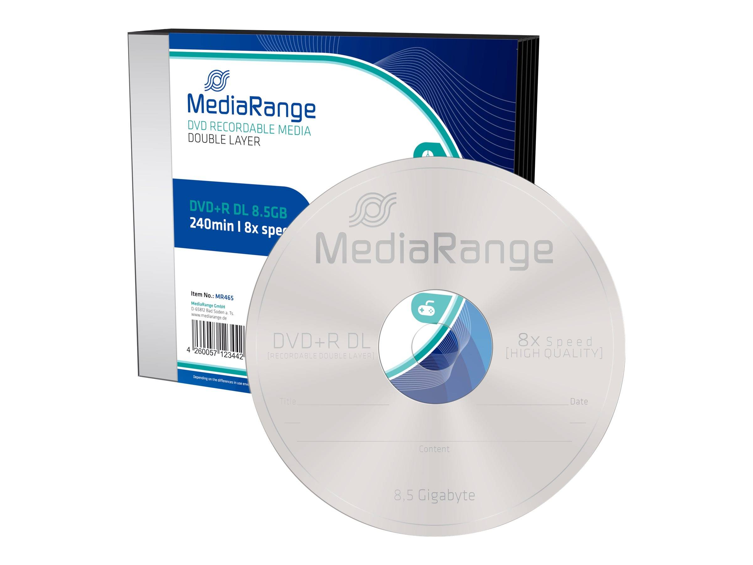 MediaRange - 5 x DVD+R DL - 8.5 GB (240 Min.) 8x-0