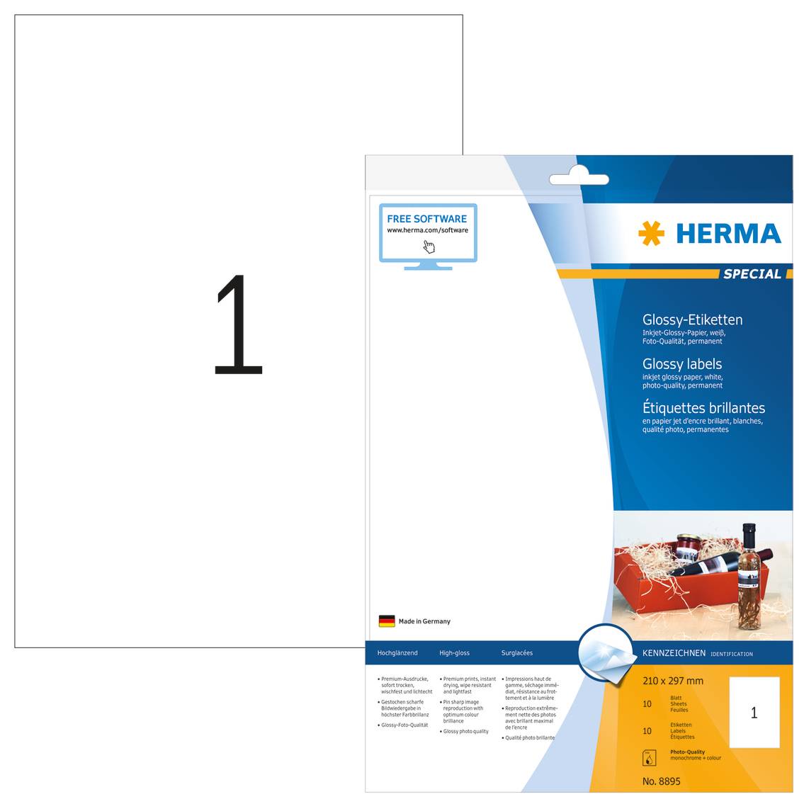 HERMA Special - Papier - glänzend - permanent selbstklebend - weiß - A4 (210 x 297 mm)-7
