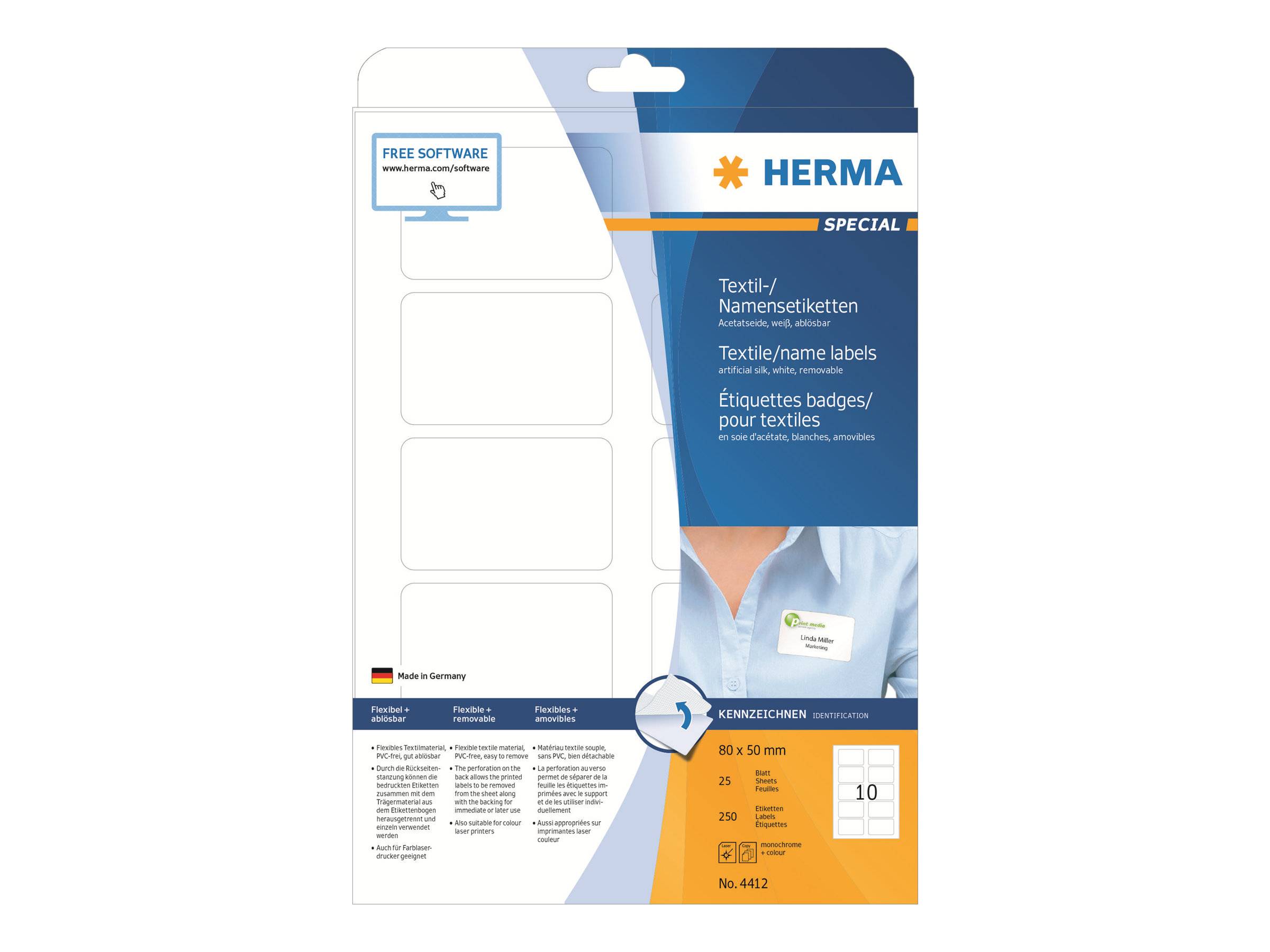 HERMA Special - Selbstklebend - weiß - 50 x 80 mm 250 Stck. (25 Bogen x 10)-0