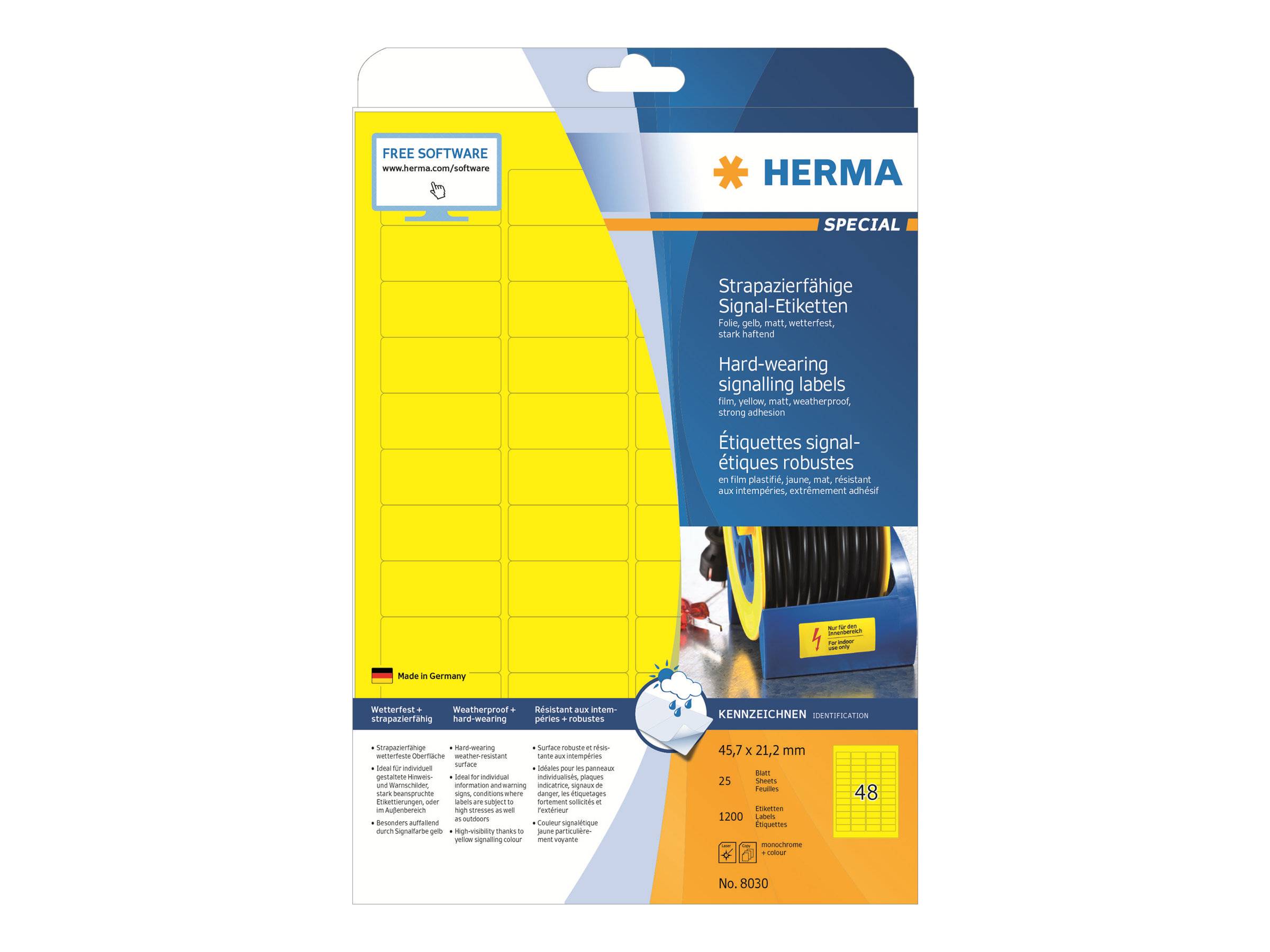 HERMA Special - Matt - selbstklebend - Gelb - 21.2 x 45.7 mm 1200 Stck. (25 Bogen x 48)-0