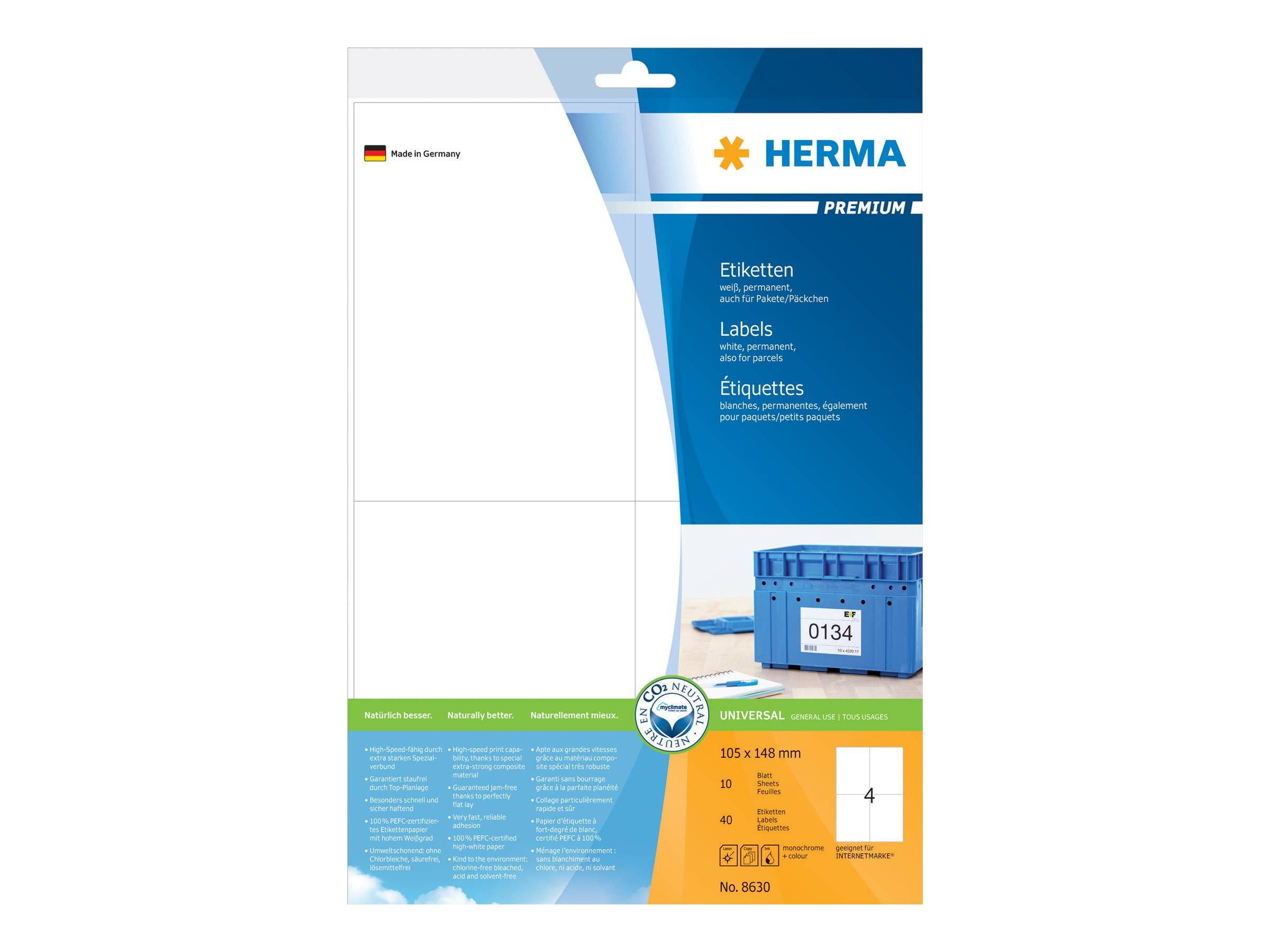 HERMA Premium - Papier - matt - permanent selbstklebend - weiß - A6 (105 x 148 mm)-0