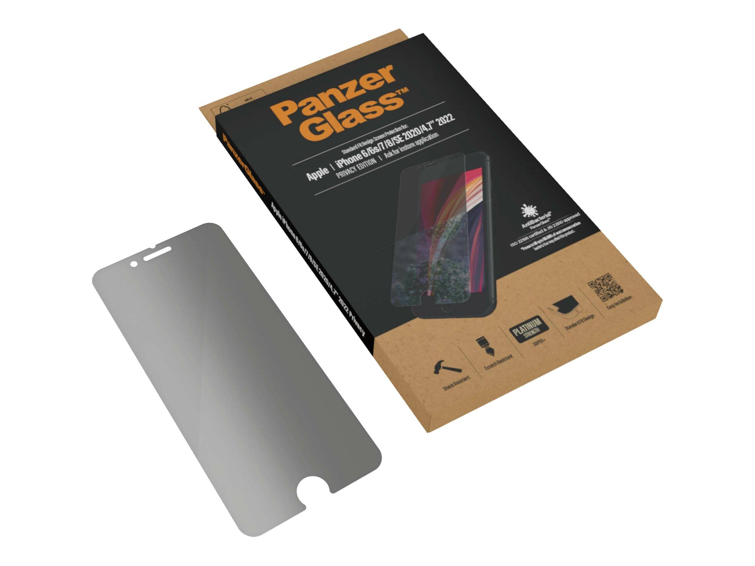 PanzerGlass Privacy - Bildschirmschutz für Handy - Glas - mit Sichtschutzfilter - kristallklar - für Apple iPhone 6, 6s,-6