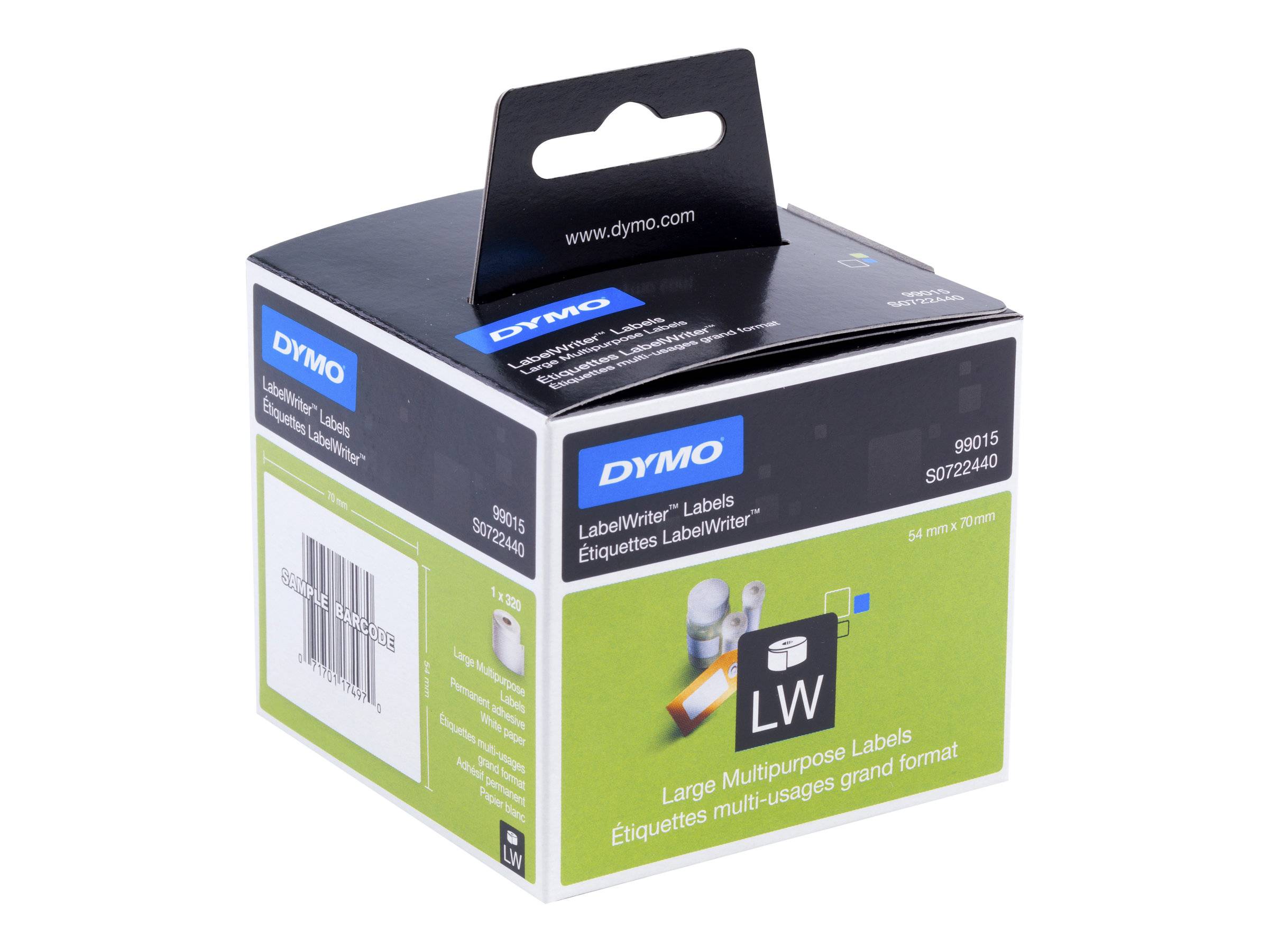DYMO LabelWriter MultiPurpose - Papier - permanenter Klebstoff - weiß - 54 x 70 mm 320 Etikett(en) (1 Rolle(n)-6