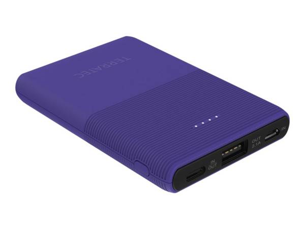 TERRATEC P50 Pocket - Powerbank - 5000 mAh - 2.1 A - 2 Ausgabeanschlussstellen (USB, USB-C)