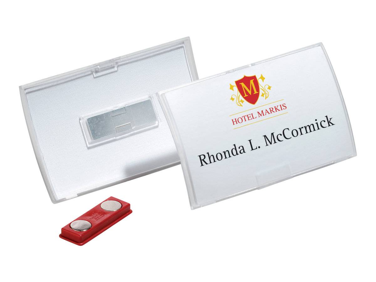 DURABLE CLICK FOLD - Namensschild - für 54 x 90 mm - Magnet - durchsichtig (Packung mit 10)