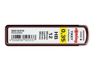 Rotring Tikky - Bleistiftmine - Hi-Polymer - HB - 0.35 mm (Packung mit 12)-0