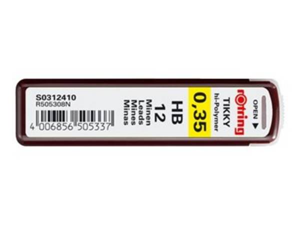 Rotring Tikky - Bleistiftmine - Hi-Polymer - HB - 0.35 mm (Packung mit 12)