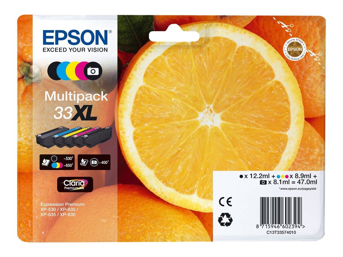 Epson 33XL Multipack - 5er-Pack - XL - Schwarz, Gelb, Cyan, Magenta, Photo schwarz-5