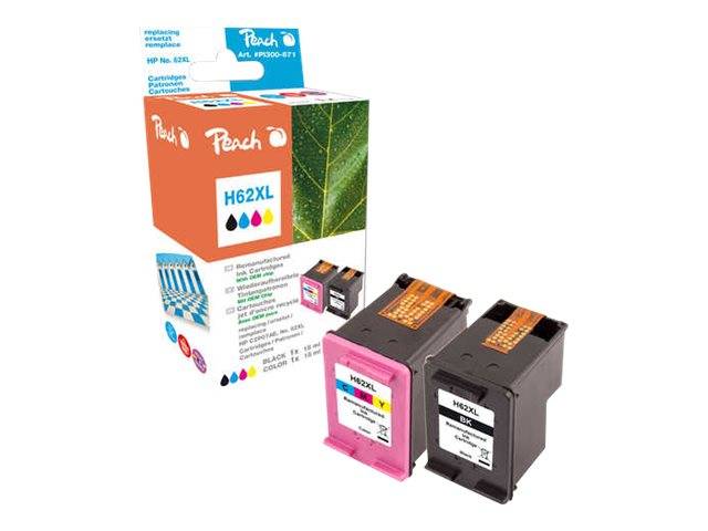 Peach - 2er-Pack - Schwarz, Farbe (Cyan, Magenta, Gelb) - kompatibel - wiederaufbereitet - Tintenpatrone (Alternative zu-0
