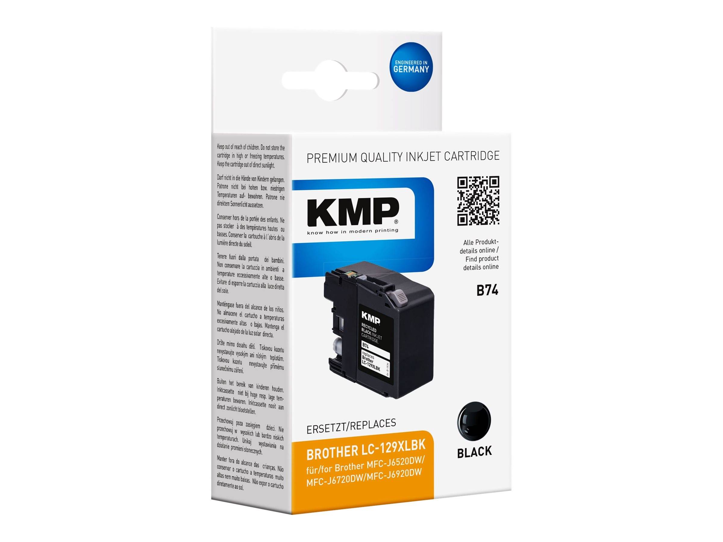 KMP B74 - 50 ml - Hohe Ergiebigkeit - Schwarz - kompatibel - Tintenpatrone (Alternative zu: Brother LC129XLBK)-0
