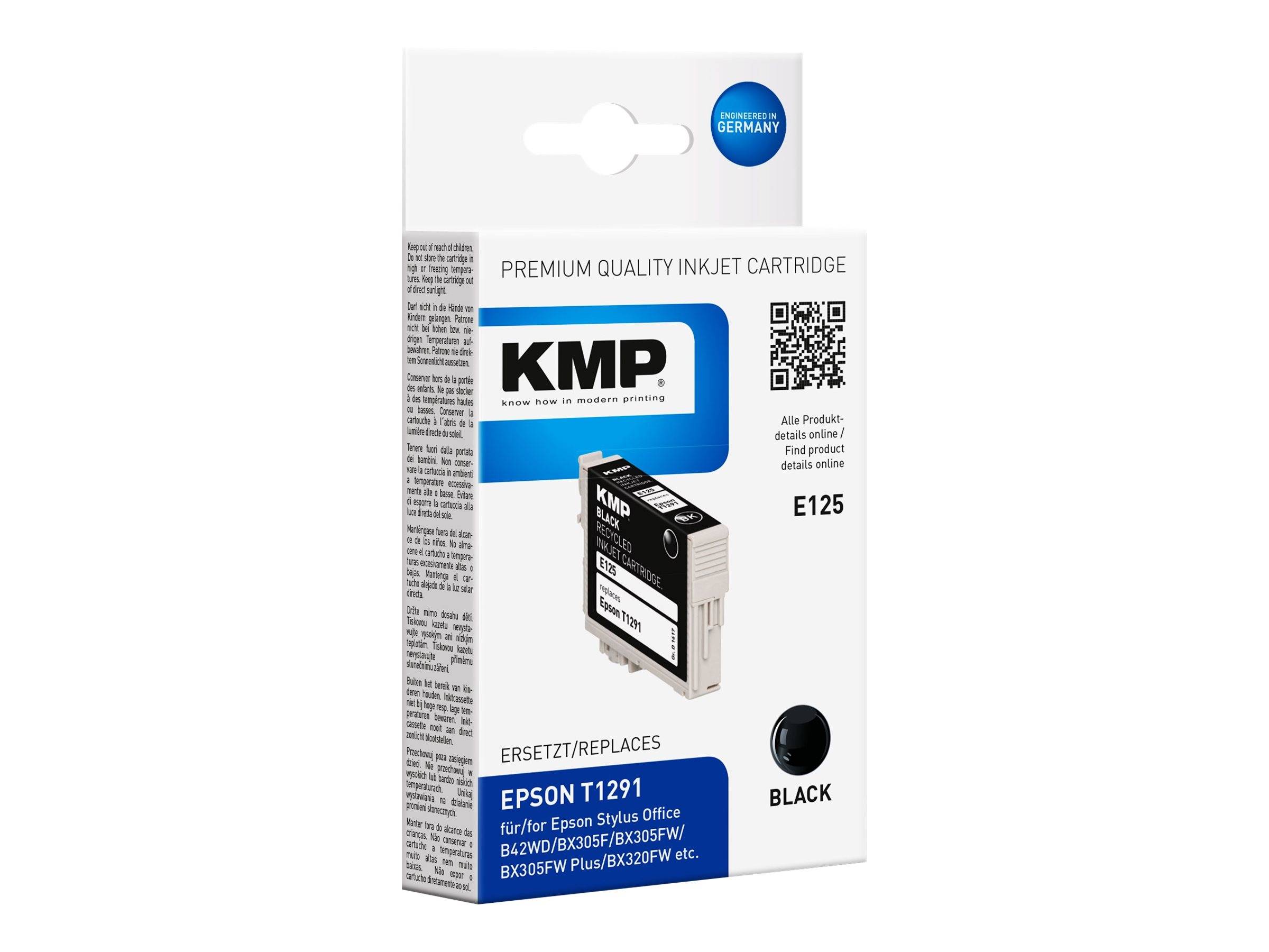 KMP E125 - 11 ml - Schwarz - kompatibel - Tintenpatrone (Alternative zu: Epson C13T12914010, Epson T1291)-0