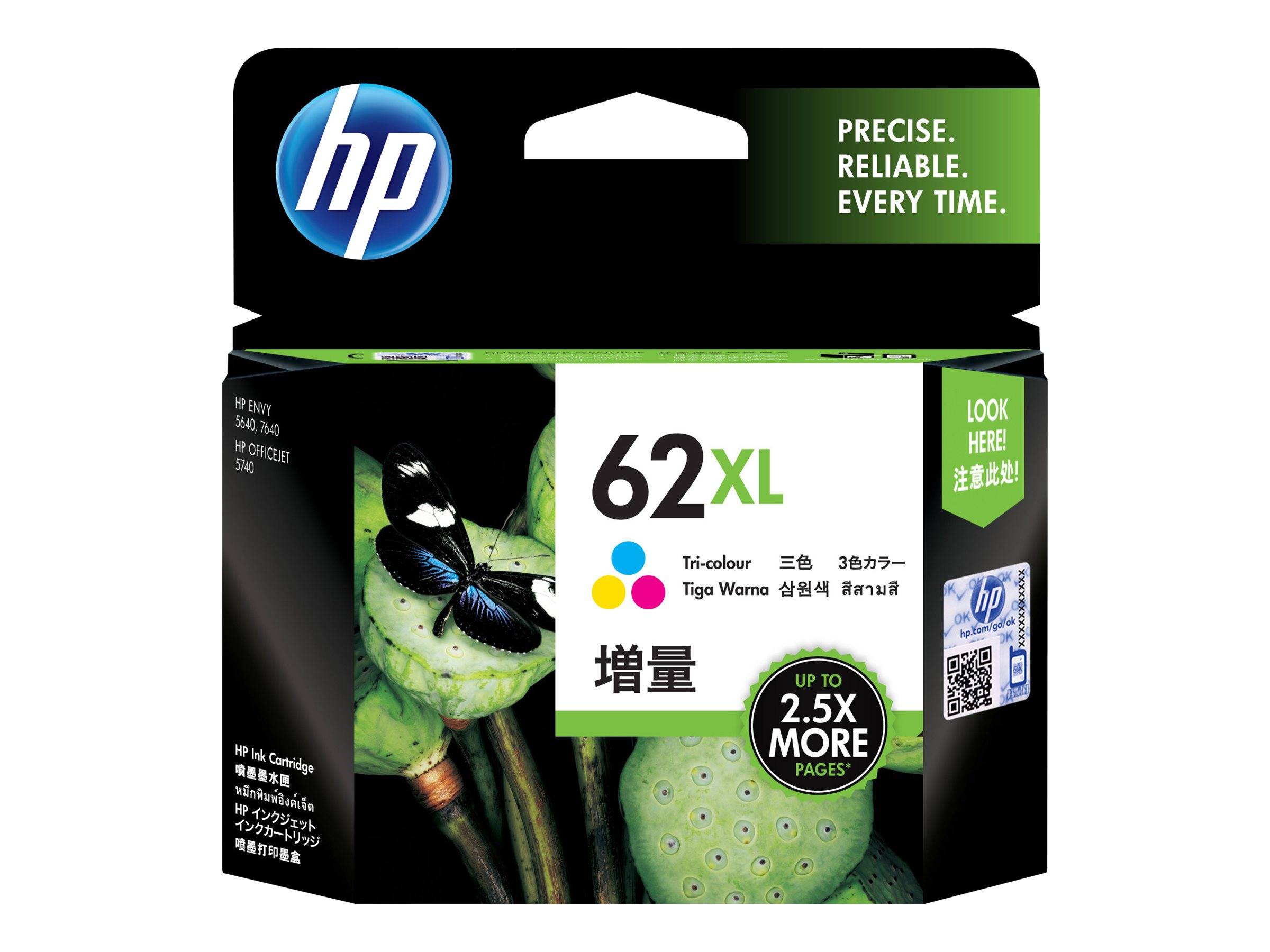 HP 62XL - Hohe Ergiebigkeit - Farbe (Cyan, Magenta, Gelb)-0