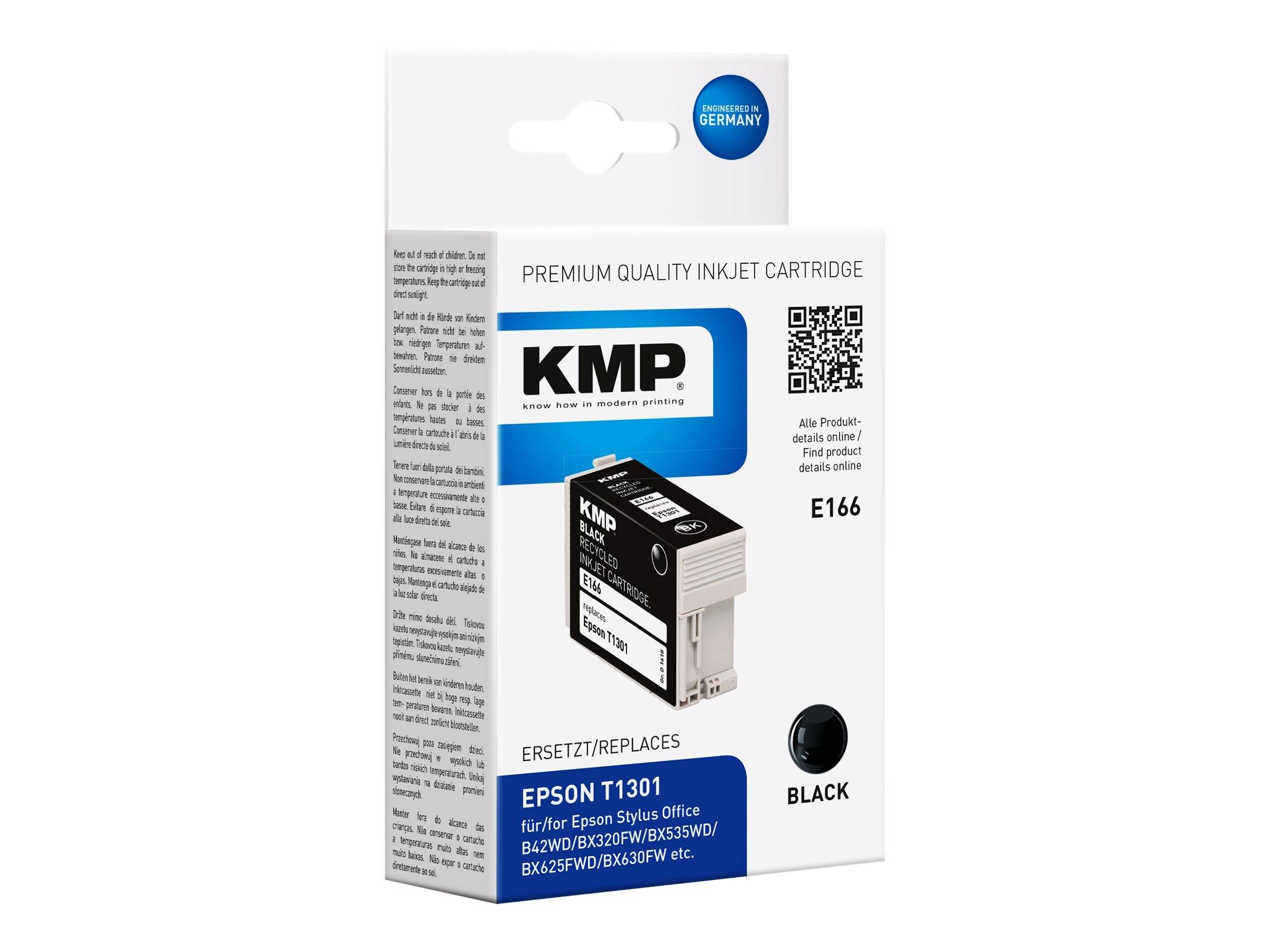 KMP E166 - 25 ml - Hohe Ergiebigkeit - Schwarz - kompatibel - Tintenpatrone (Alternative zu: Epson C13T13014010, Epson T-0