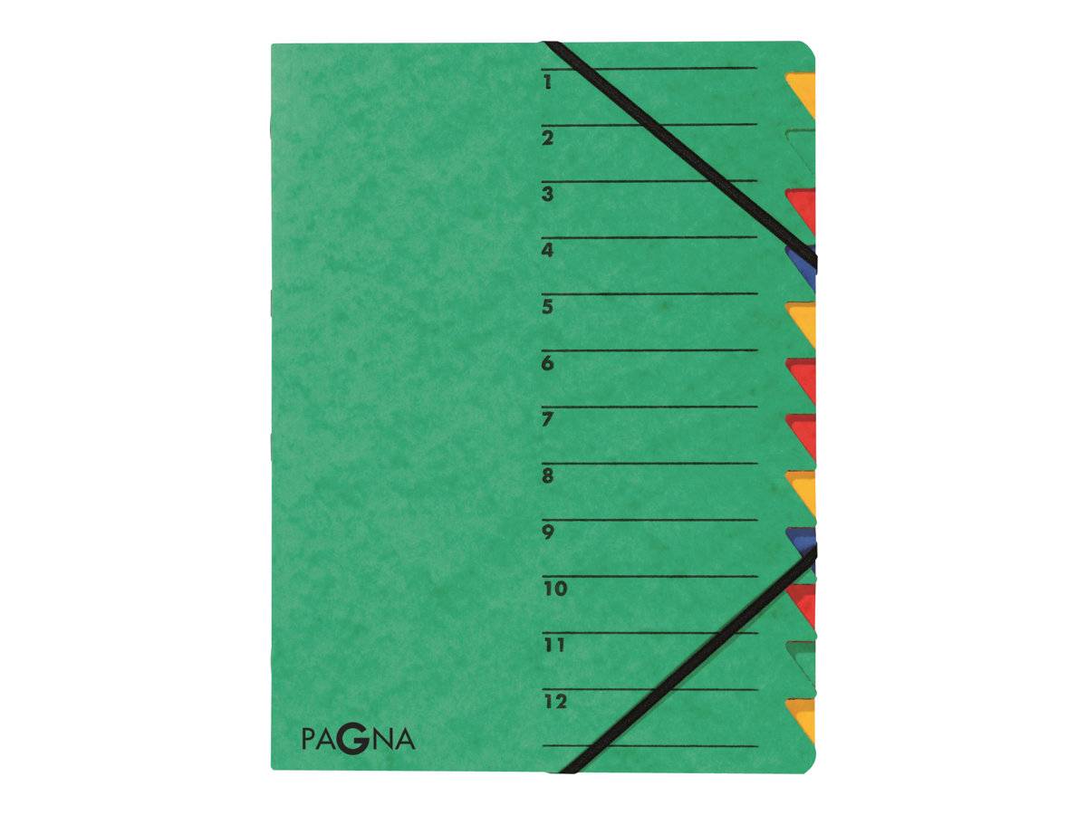 PAGNA Ordnungsmappe EASY 24131-08 DIN A4 12Fächer Pressspan grün-0