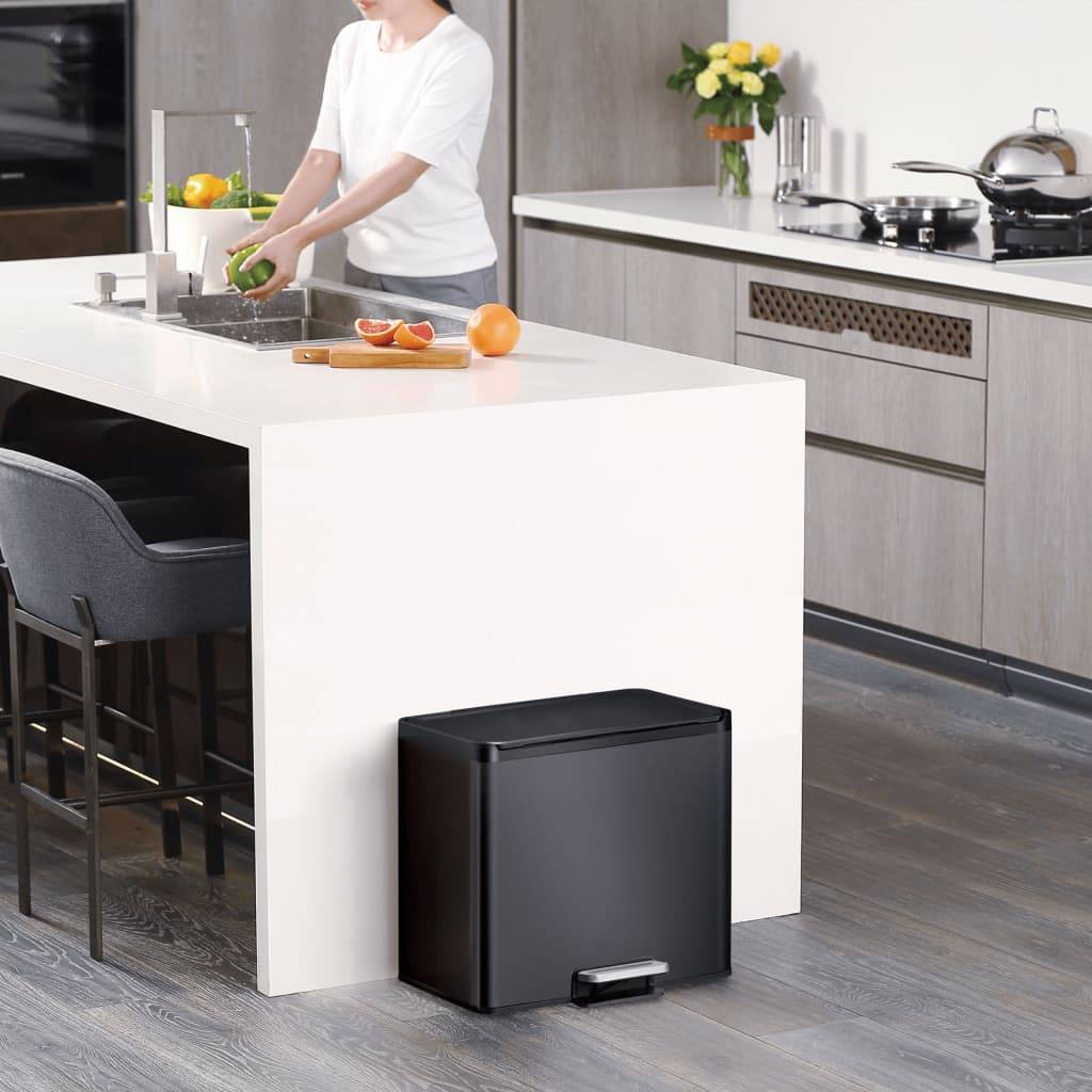 Treteimer Recycler Stahl 30 l 2-fach-Sammler schwarz. Vepa Bins Groothandel B.V. 76000749-1