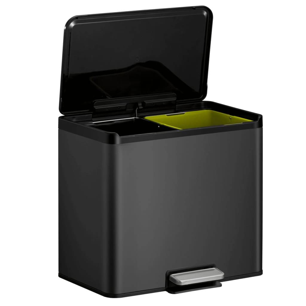 Treteimer Recycler Stahl 30 l 2-fach-Sammler schwarz. Vepa Bins Groothandel B.V. 76000749-3