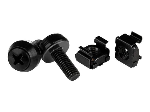 StarTech.com M6 x 12mm - Schrauben und Käfigmuttern - 50er Pack - Schwarz - M6 M
