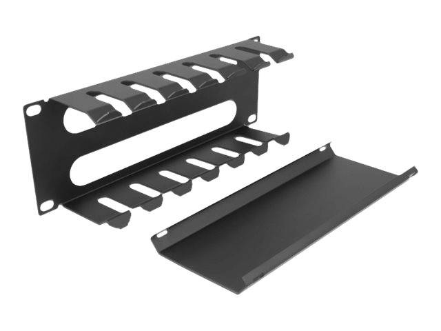 Delock - Verlegetafel für Rack-Kabelmanagement - mit 2 Öffnungen - Schwarz - 1U - 25.4 cm (10")-2