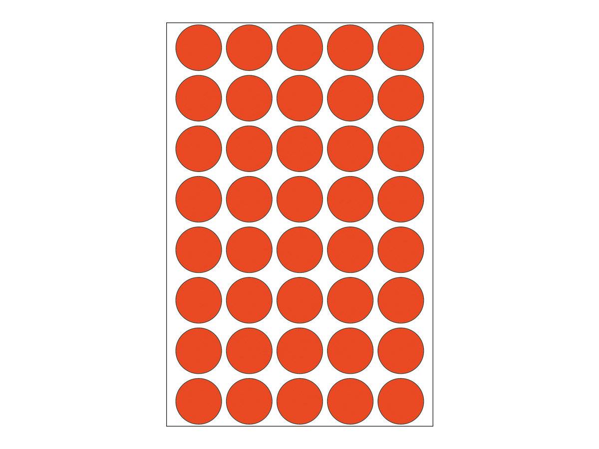 HERMA - Papier - matt - permanenter Klebstoff - Rot - 19 mm rund 1280 Etikett(en) (32 Bogen x 40)-5
