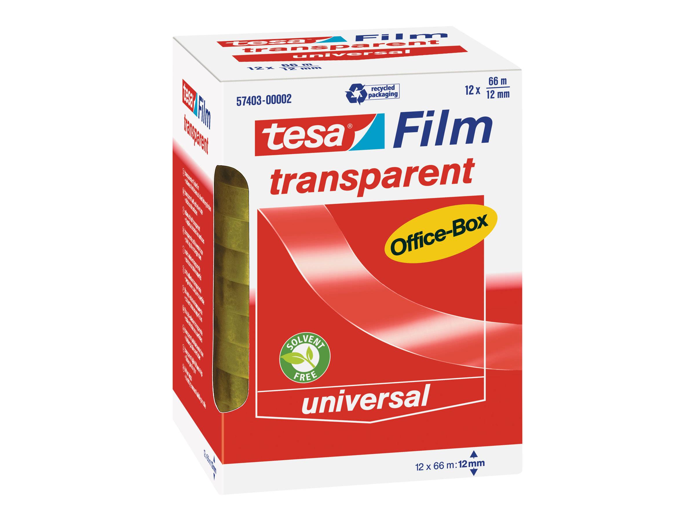 tesafilm transparent, 12 Rollen 66m : 12mm, Office Box-0