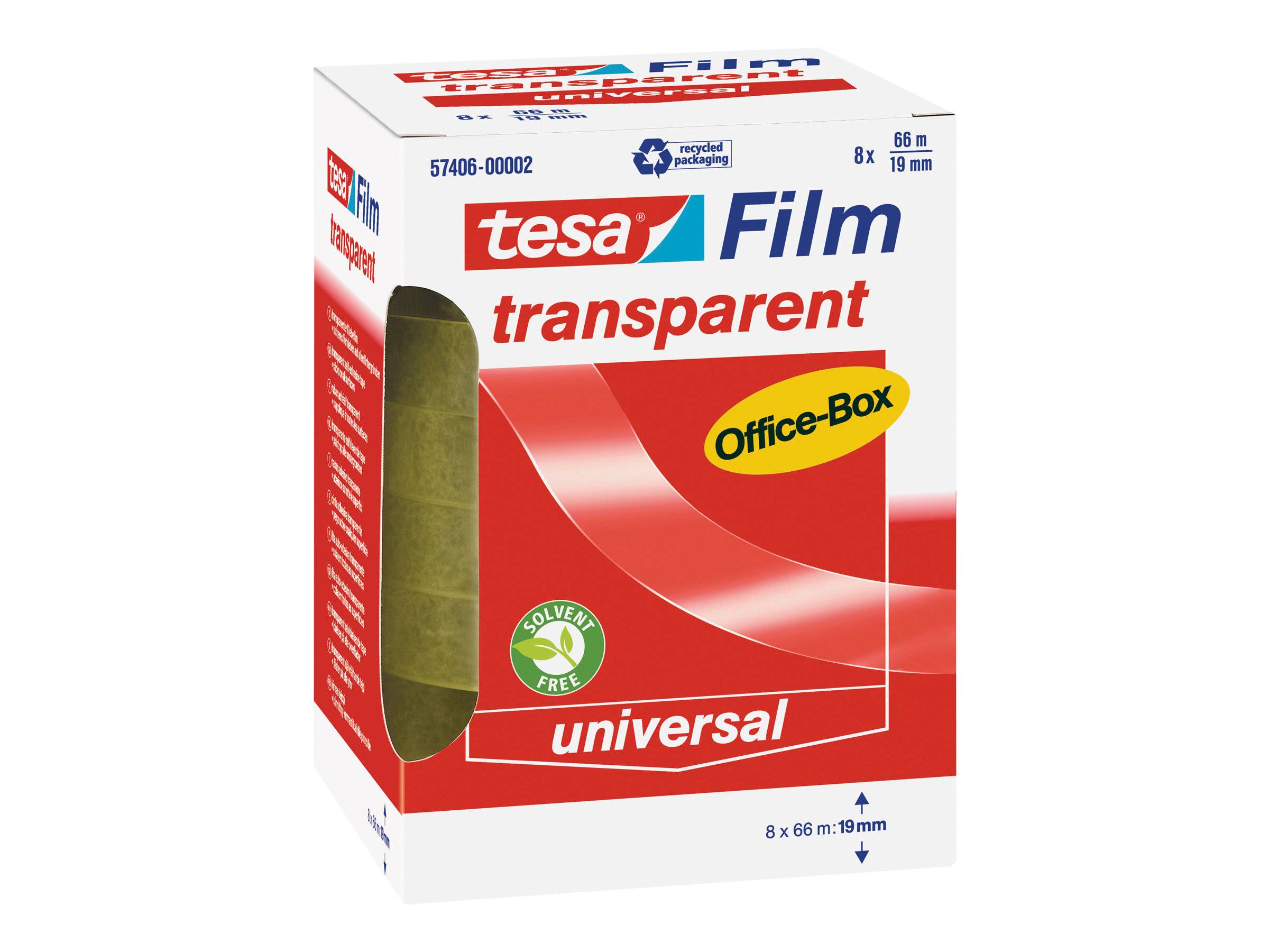 Tesafilm - Büro-Klebeband - 19 mm x 66 m - Polypropylenfolie - transparent (Packung mit 8)-4