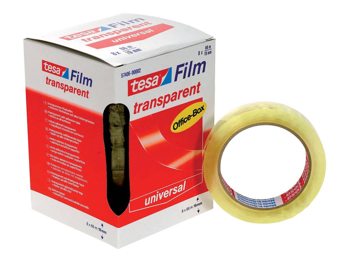 Tesafilm - Büro-Klebeband - 19 mm x 66 m - Polypropylenfolie - transparent (Packung mit 8)-5