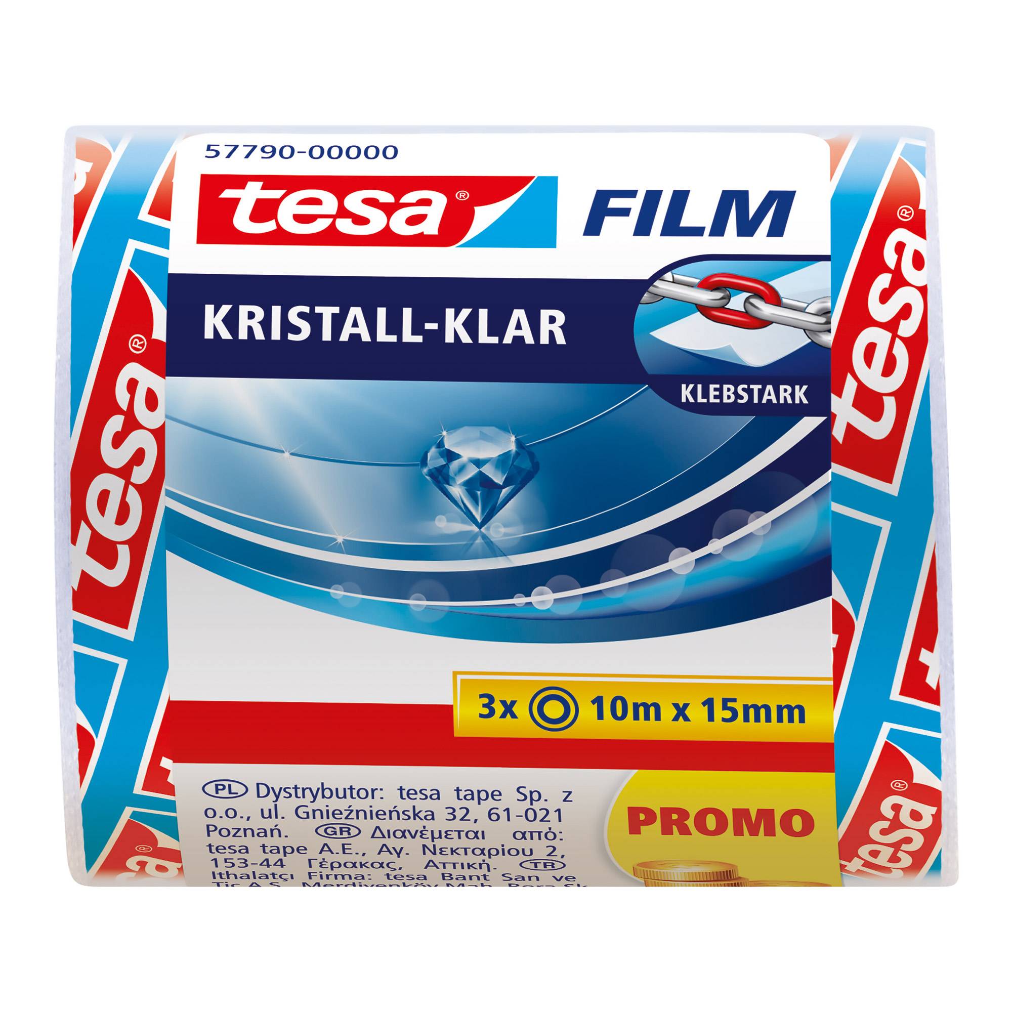 Tesafilm - Büro-Klebeband - 15 mm x 10 m - Polypropylenfolie - kristallklar (Packung mit 3)-2