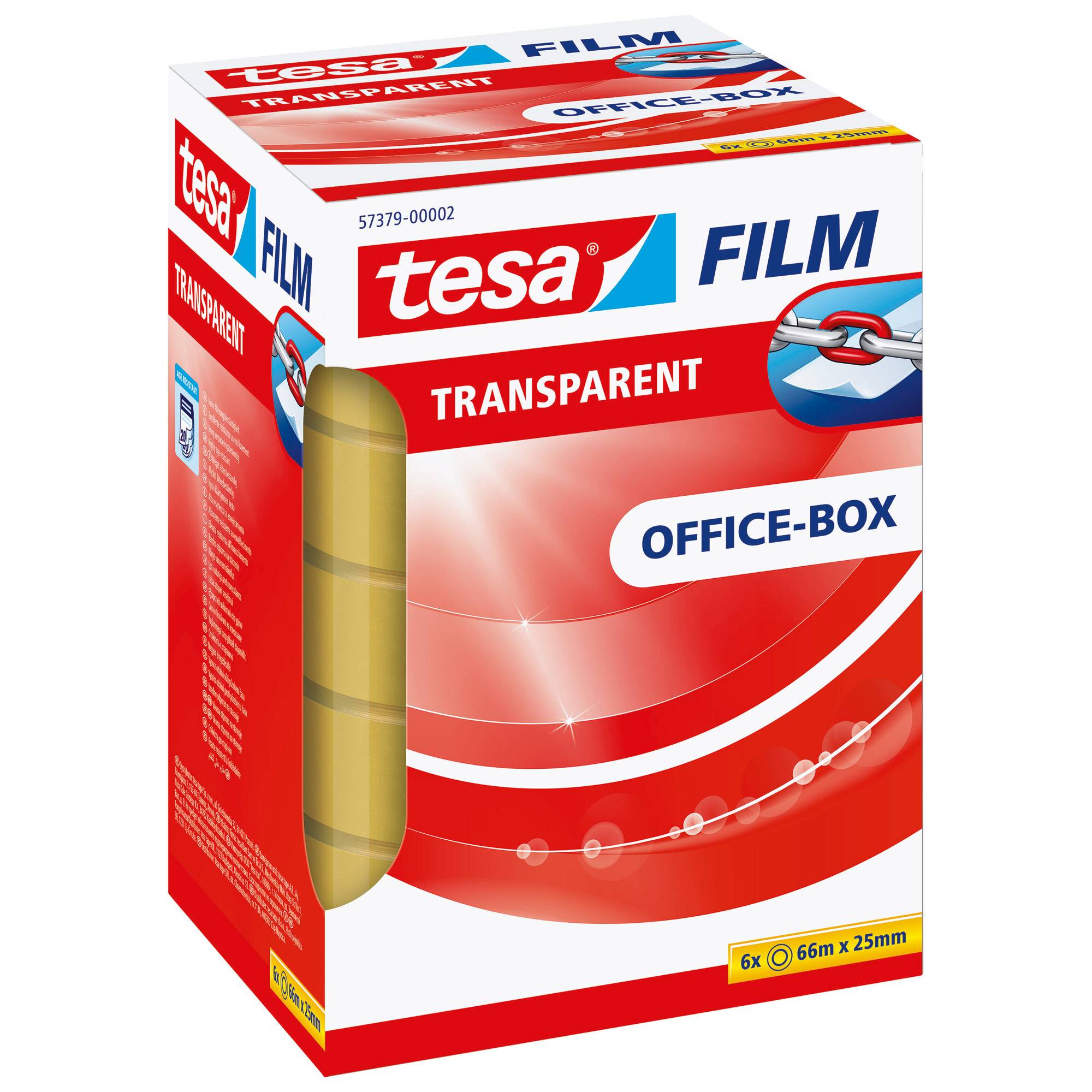 tesafilm transparent, 6 Rollen 66m : 25mm, Office Box-4
