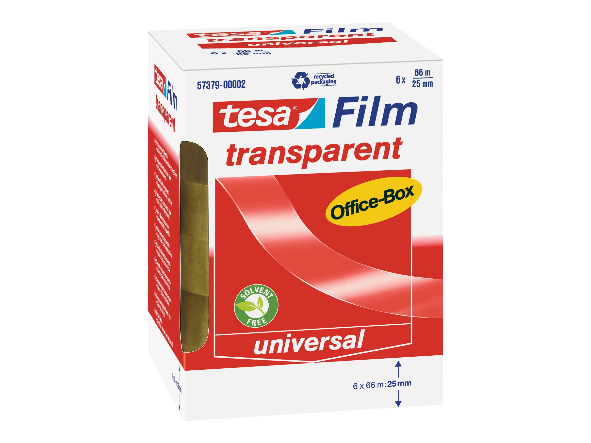 tesafilm transparent, 6 Rollen 66m : 25mm, Office Box-5