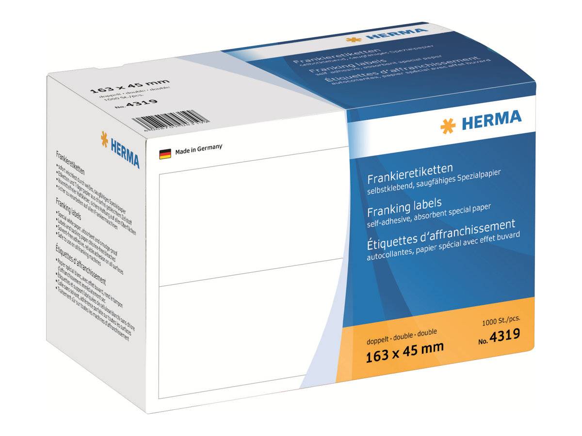 HERMA Franking labels - Papier - selbstklebend - weiß - 163 x 45 mm 1000 Etikett(en) (500 Bogen x 2)-4
