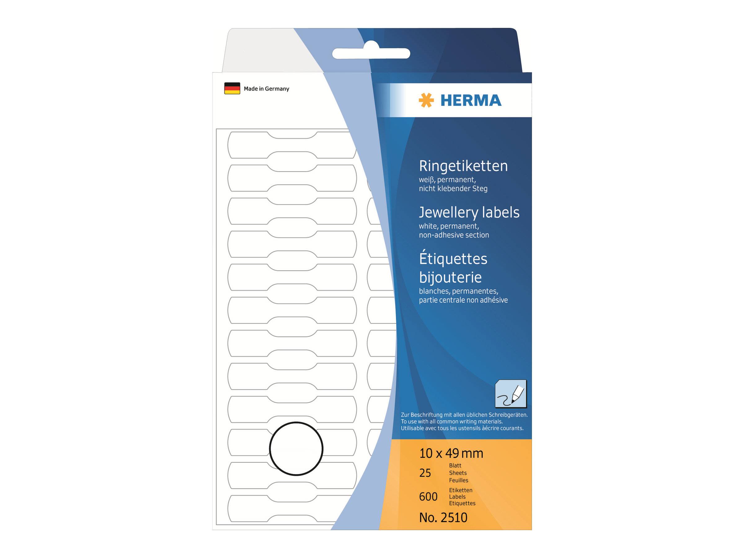 HERMA - Papier - selbstklebend - weiß - 10 x 49 mm 600 Etikett(en) (25 Bogen x 24)-0