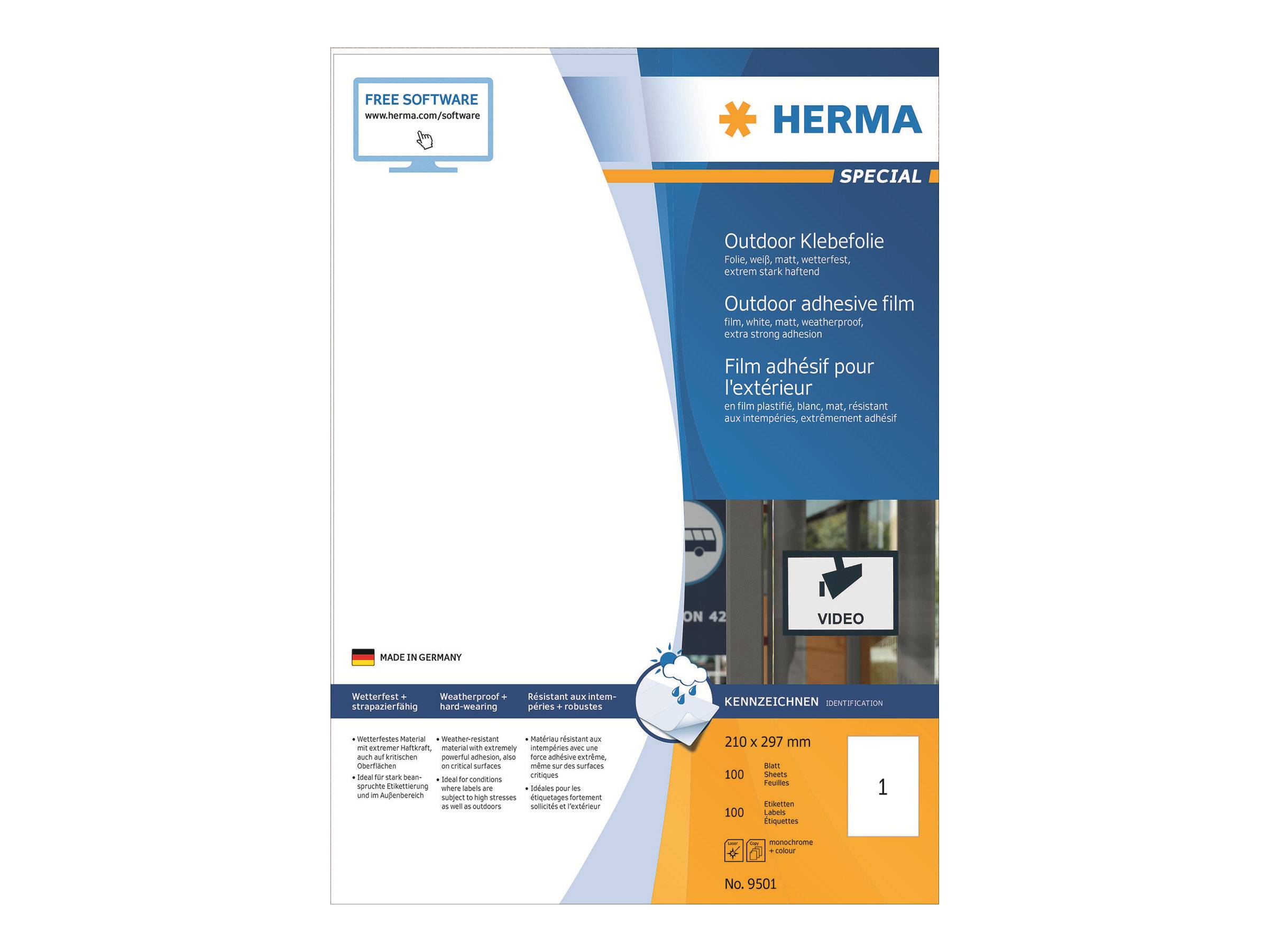 HERMA Special Outdoor Klebefolie - Matt - selbstklebend - weiß - A4 (210 x 297 mm)-0