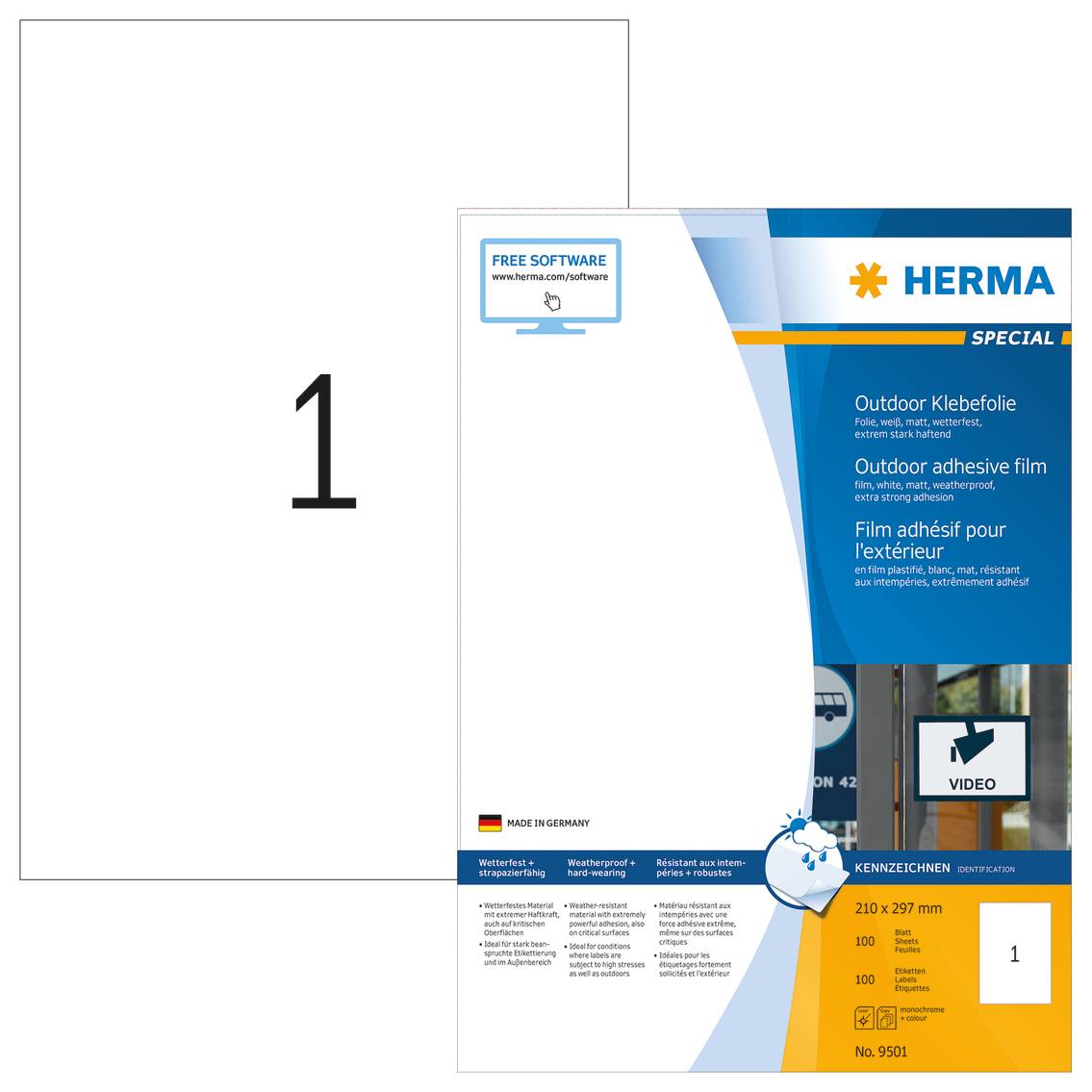 HERMA Special Outdoor Klebefolie - Matt - selbstklebend - weiß - A4 (210 x 297 mm)-7