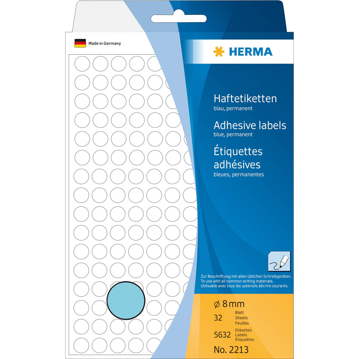 HERMA - Permanenter Klebstoff - Blau - 8 mm rund 5632 Etikett(en) (32 Bogen x 176)-6