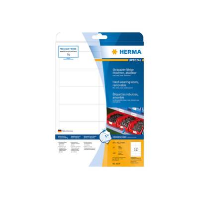 HERMA Special - Matt - selbstklebend, entfernbarer Klebstoff - weiß - 97 x 42.3 mm 240 Etikett(en) (20 Bogen x 12)-0
