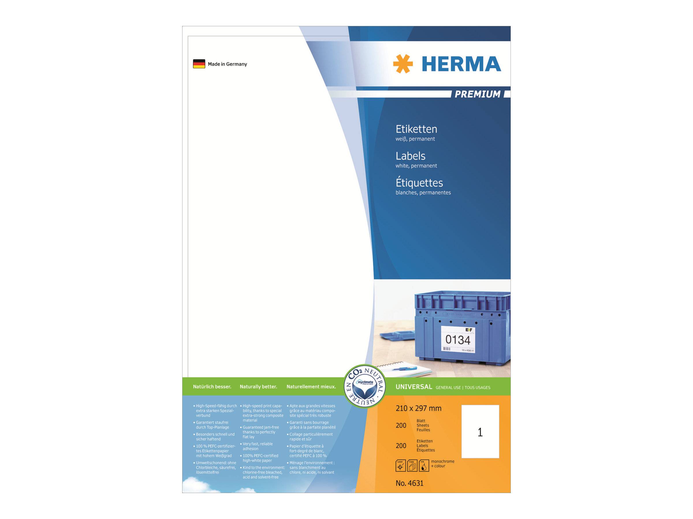 HERMA Premium - Papier - matt - permanent selbstklebend - weiß - A4 (210 x 297 mm)-0