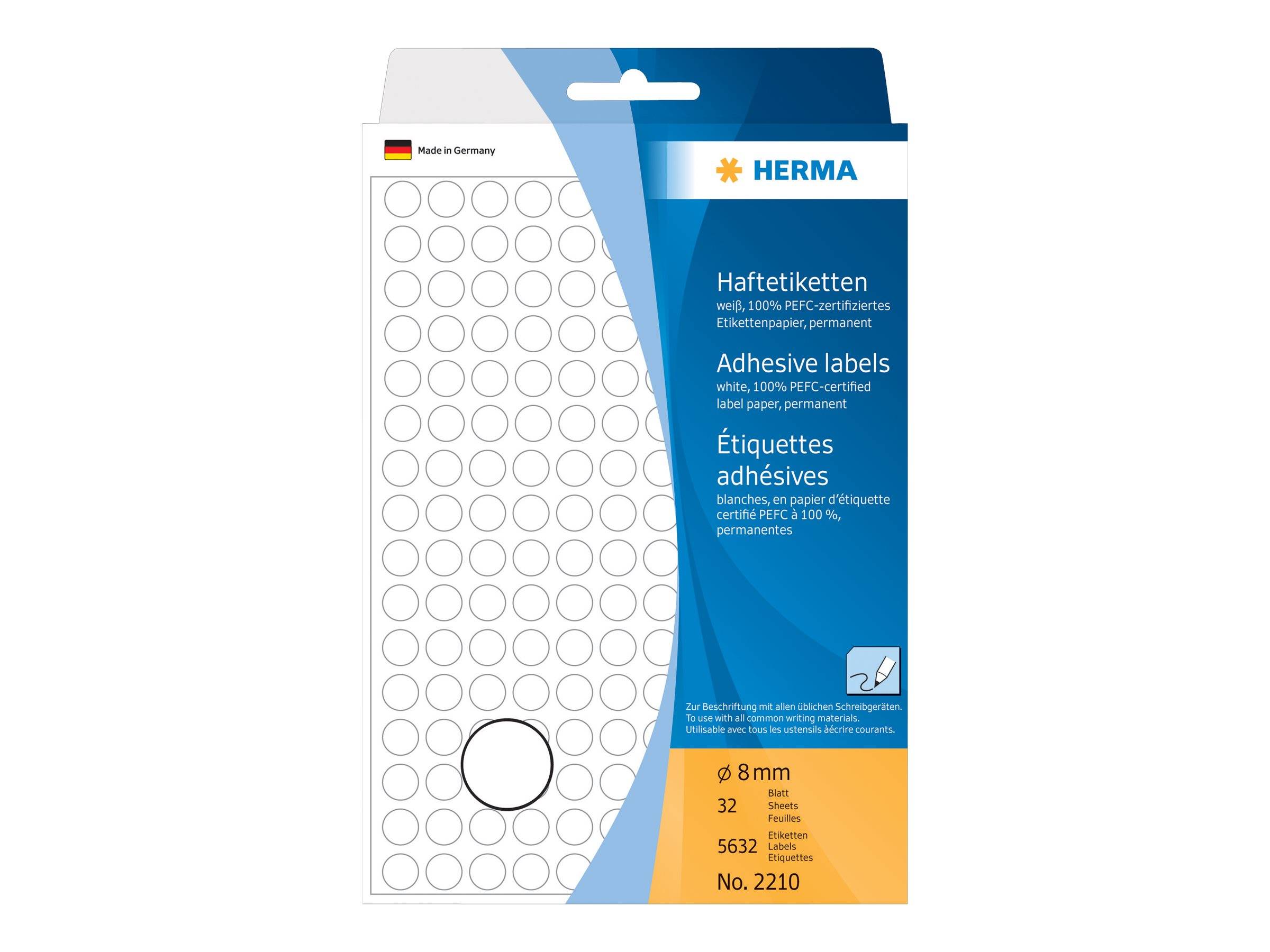 HERMA - Weiß - 8 mm rund 5632 Etikett(en) (32 Bogen x 176)-0