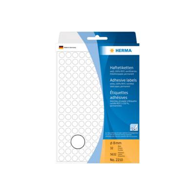 HERMA - Weiß - 8 mm rund 5632 Etikett(en) (32 Bogen x 176)-0